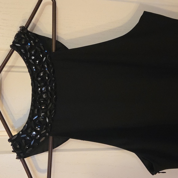 White House Black Market Black Jeweled Neckline Gown Size 14 - Picture 6 of 8